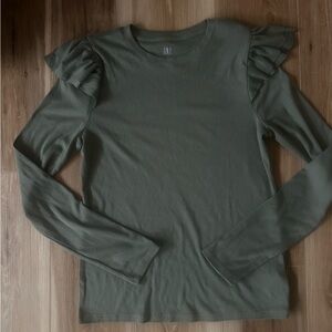 Gap ribbed long sleeve top. Size L. EUC 
Green